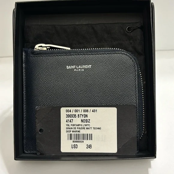 Saint Laurent Zip Around Wallet - Navy Blue